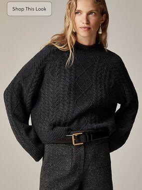 JCREW • Cable-knit Rollneck™ sweater in Supersoft yarn in Heather Charcoal